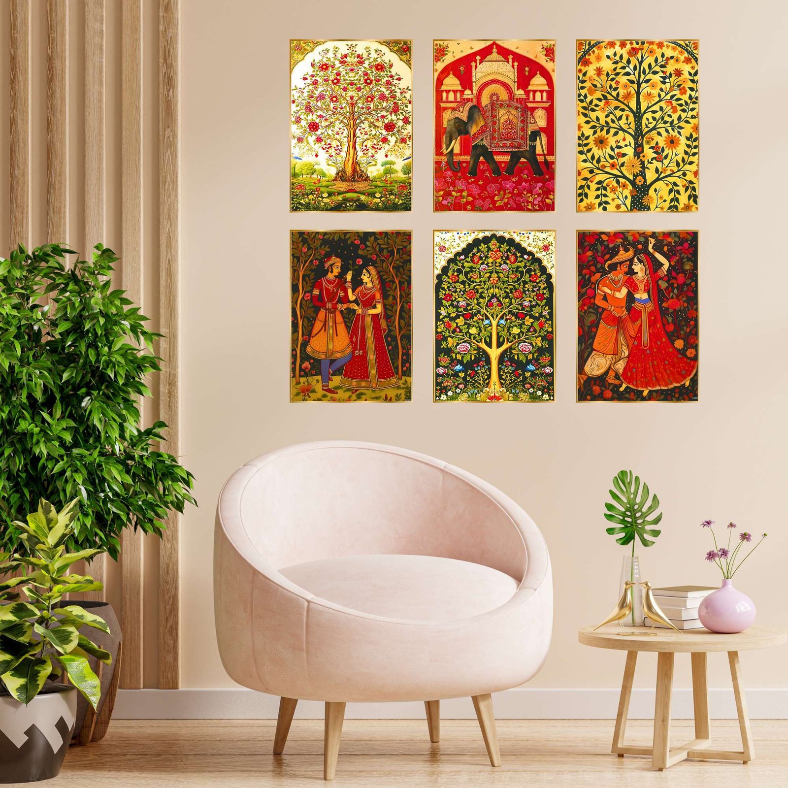 Set of Six Wall Paintings for Wall Dacoration Golden Framed Wall Paintings for Living Room & Bedroom Wall Art for Home Decoration & Office Wall Décor (13x10 inch CH-GD6-10)